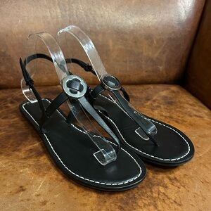 MERCEDES CASTILLO Viveana T-Strap Thong Sandals Black Women’s 7.5